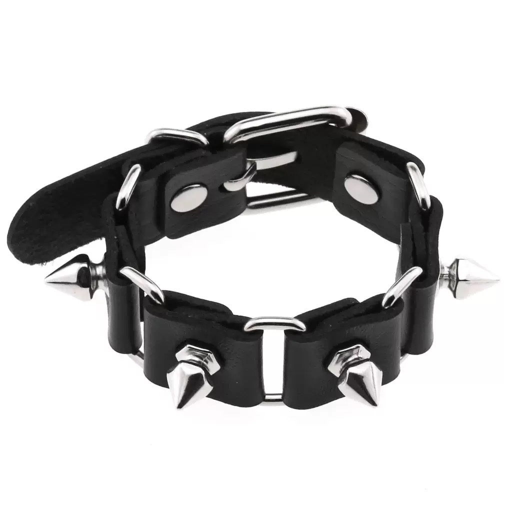 Unique Punk Style Pointed Rivet Leather Adjustable Trendy Hip Hop Bracelet
