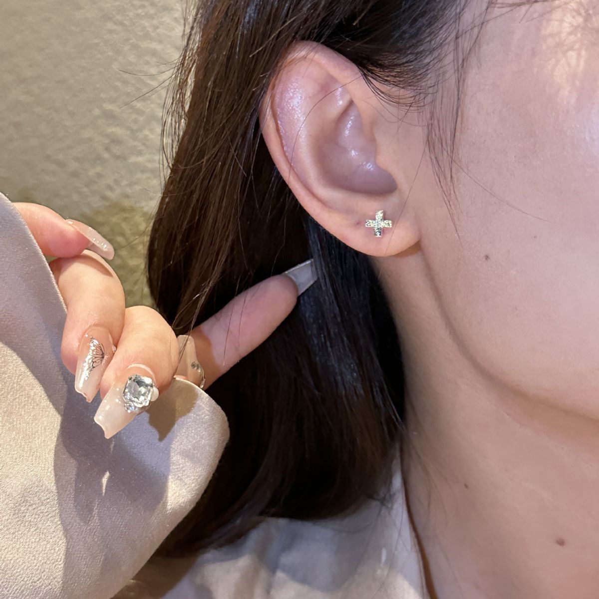 Women's Cold Style Diamond Cross Simple Trendy Rings