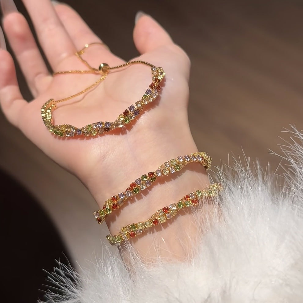 Women's Inlaid Zircon Drawable Fashion Affordable Luxury Style Elegant Graceful Design Bracelet