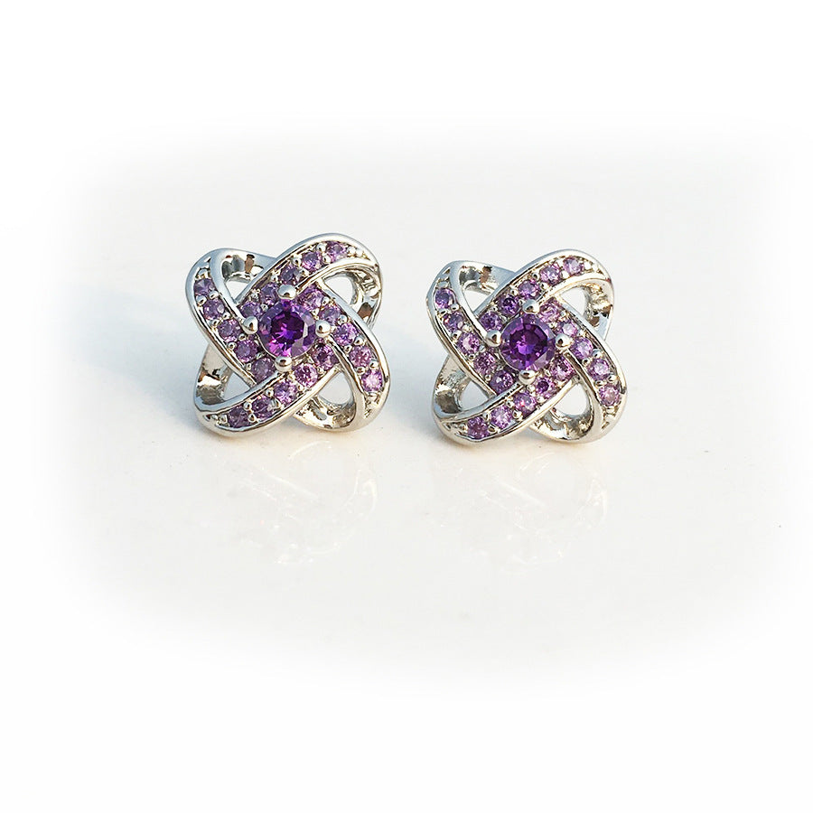 Women's Lucky Four-leaf Clover Amethyst Flower Full Rings