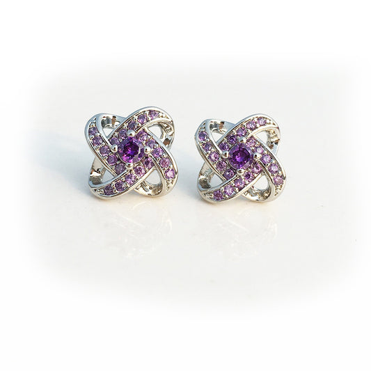 Women's Lucky Four-leaf Clover Amethyst Flower Full Rings