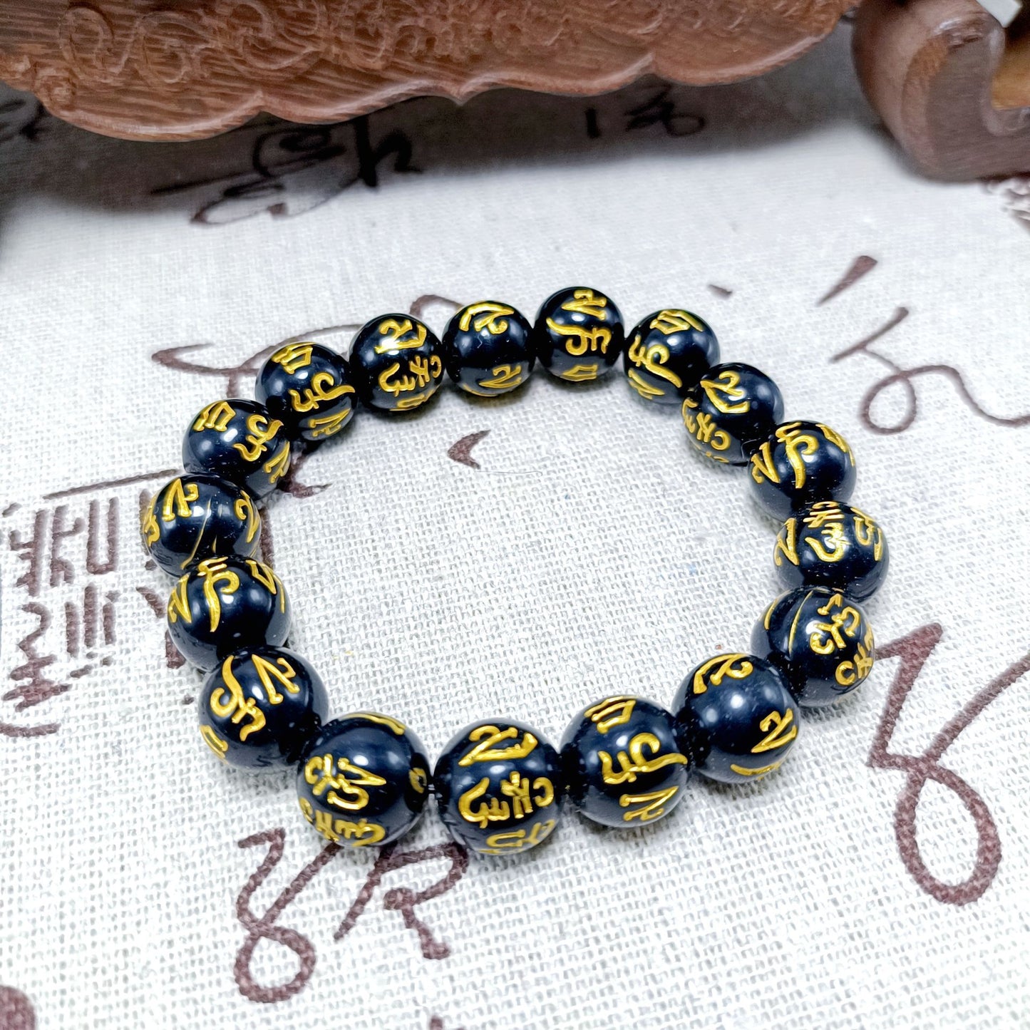 Alluvial Gold Mantra Electroplated Motto Buddha Bracelet
