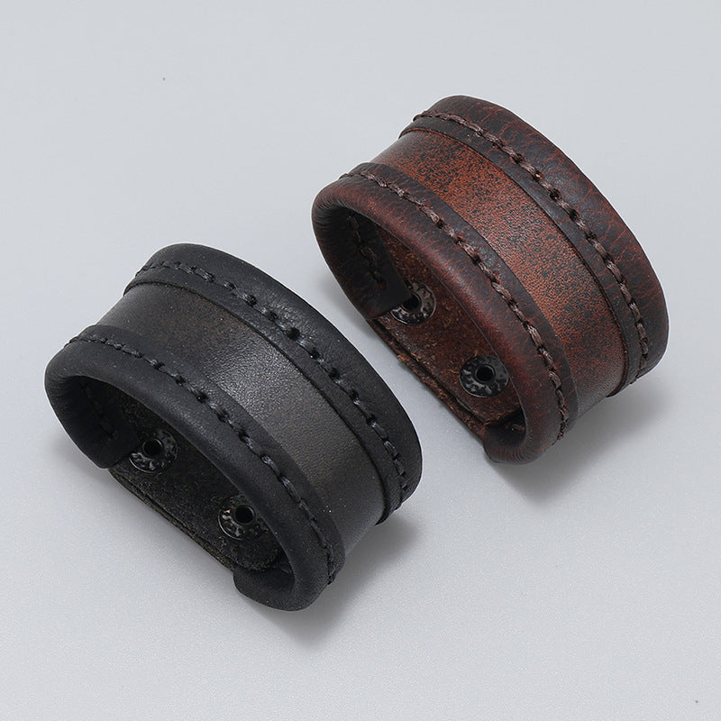 Simple Handmade Stitching Vintage Cattle Leather Bracelet
