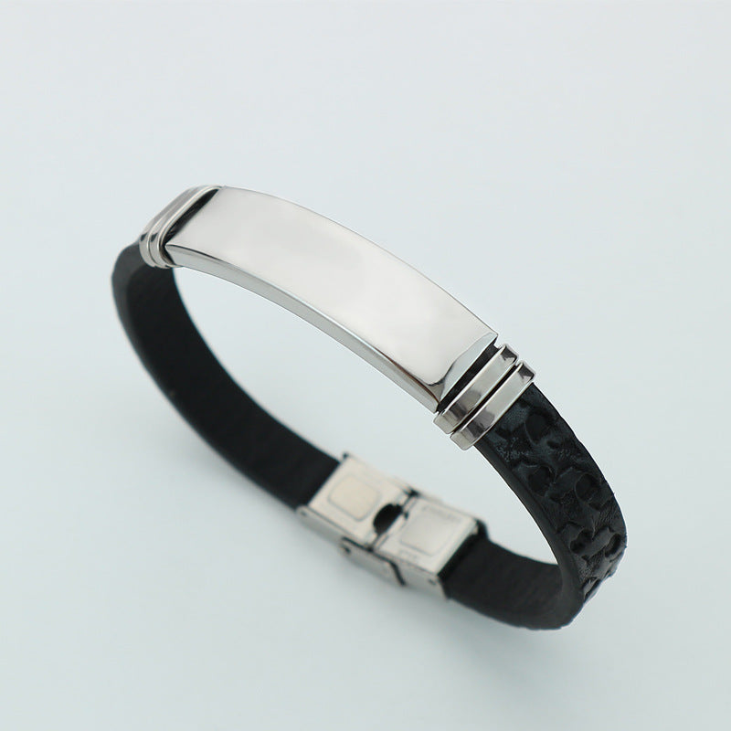 Korean Style High-grade Artificial Leather Stainless Steel Bracelets