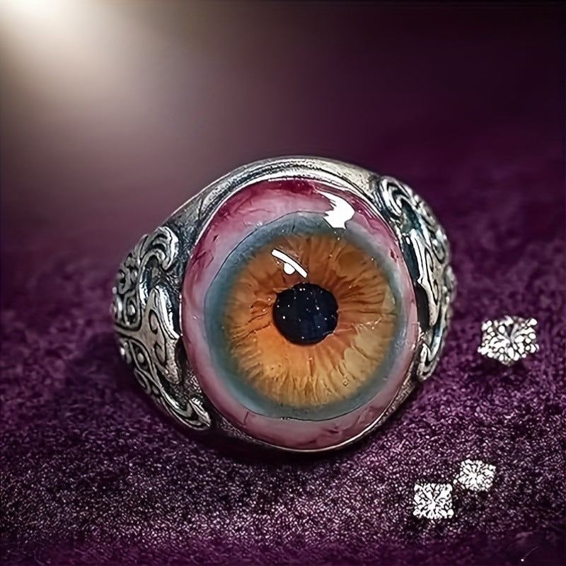 Exaggerated Realistic Red Eye Opening Domineering Retro Ring
