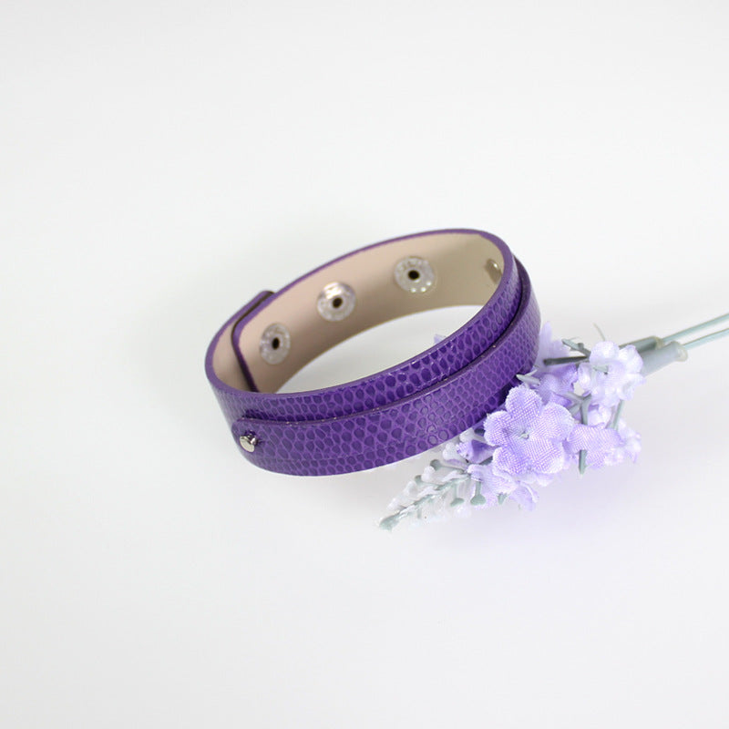 Wrist Strap Imitation Leather Personalized Letter Drop Oil Snap Bracelet