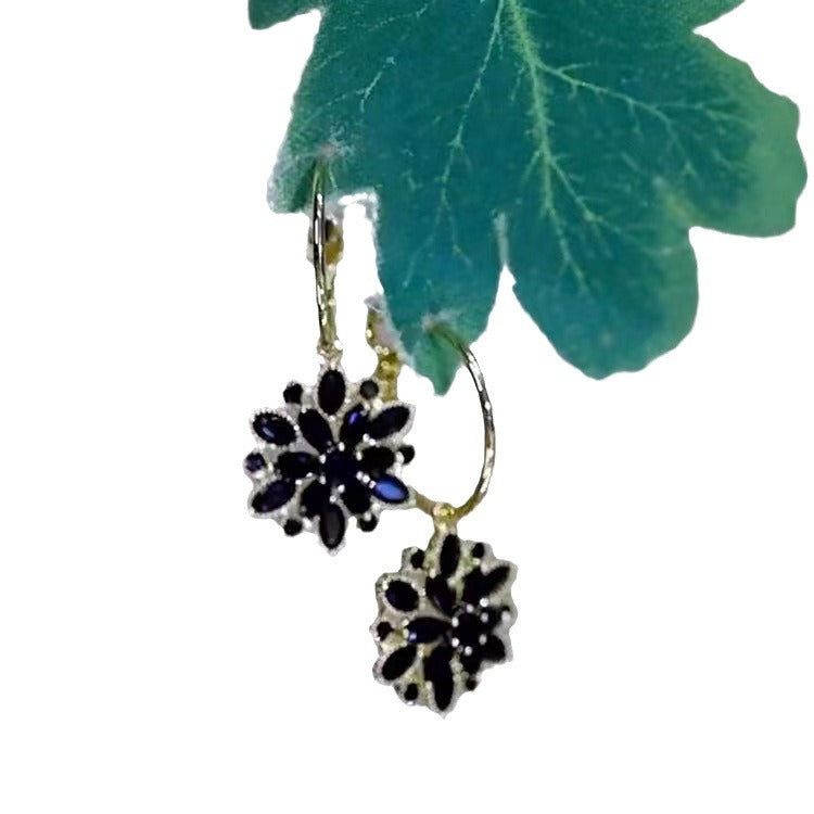 Double Layers Ice Flower Eardrops Sier Pin Beautiful Rings
