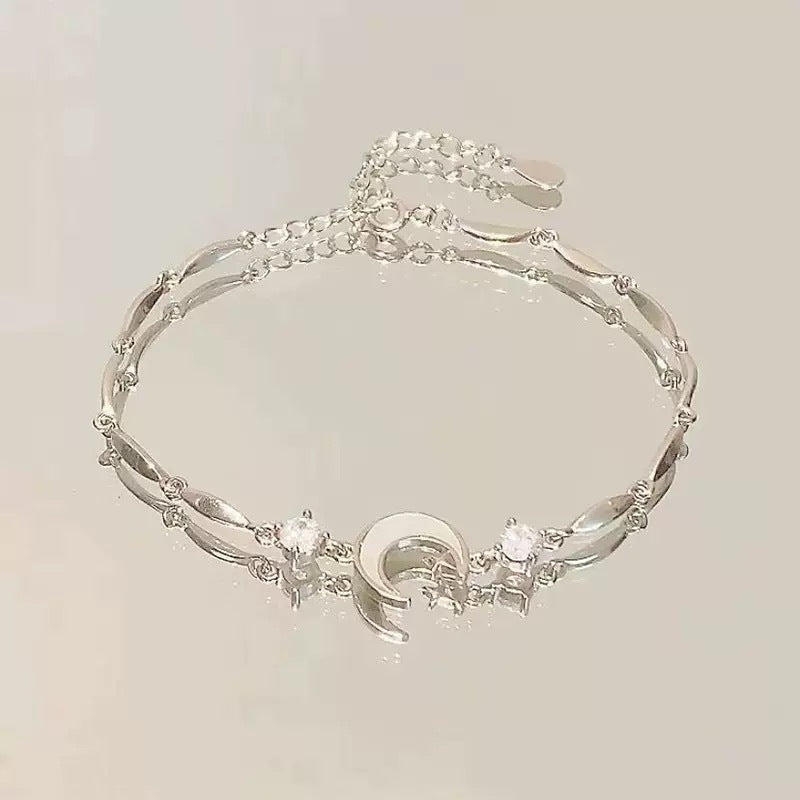 Pink Zircon Cherry Blossom Star Moon Bow Female Special Interest Bracelet