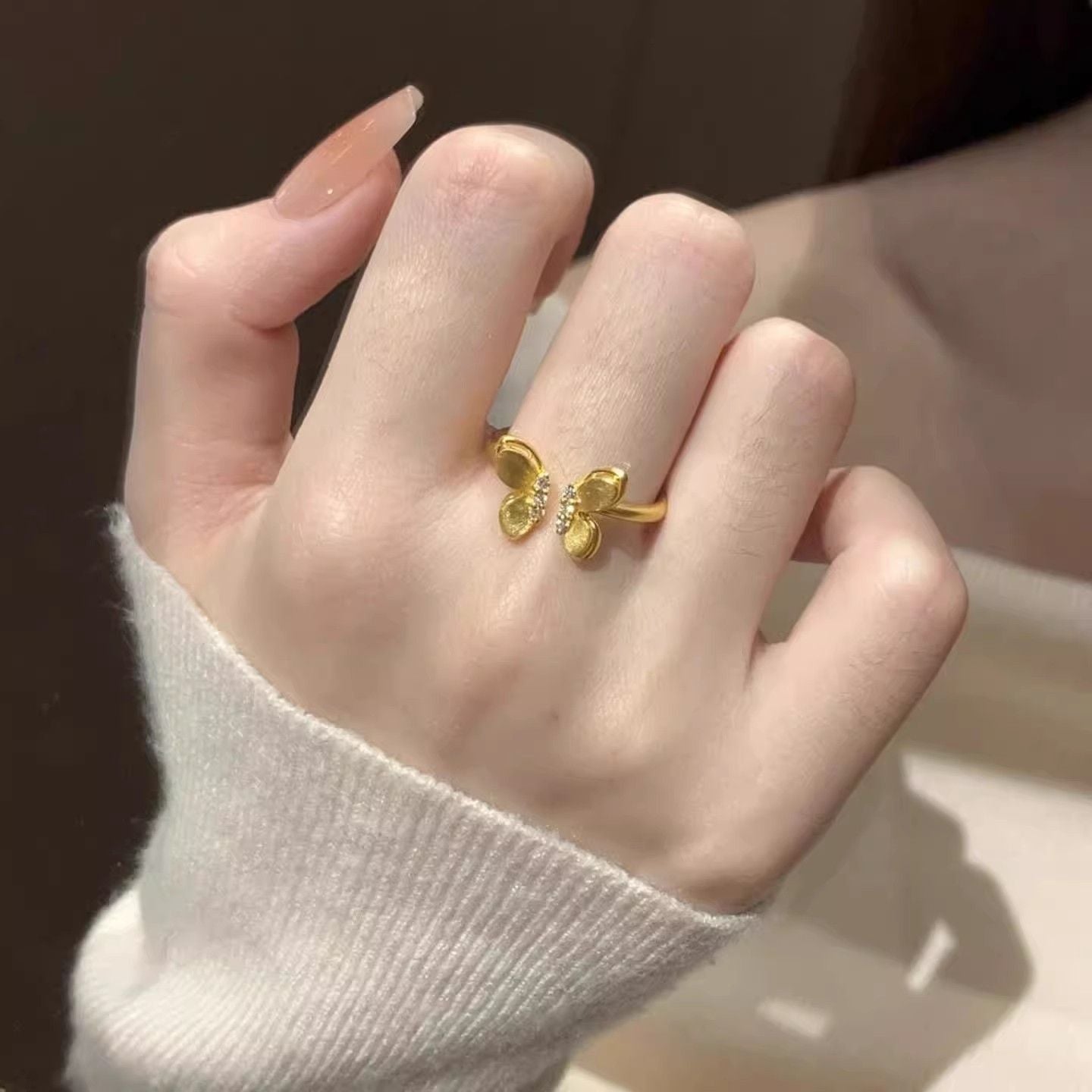 Zircon Simple Female Opening Adjustable Index Finger Light Luxury Rings