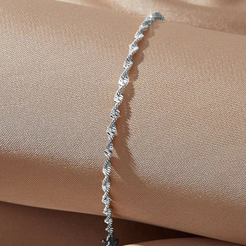 Women's Affordable Luxury Fashion Elegant Gold-plated Stainless Steel Water Wave Chain Bracelets
