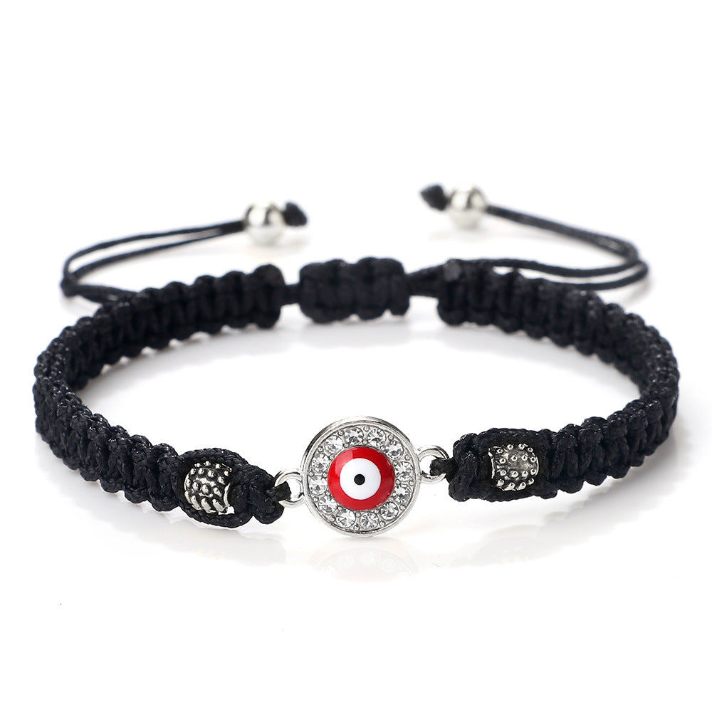 Women's & Men's Red Rope Safety Lock Devil's Eye Diamond Woven Hand Bracelet