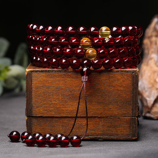 Women's & Men's Blood Amber Beads Beeswax Water Purification Bracelet