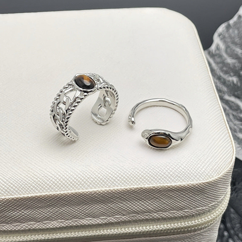 Women's Korean Tigereye Open Adjustable Design Retro Rings