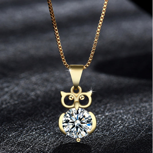 Fashion Female Summer Gold-plated Owl Rhinestone Pendants