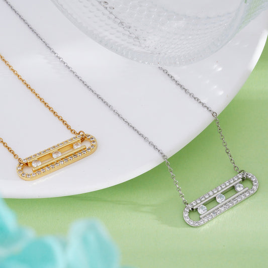 Women's Light Luxury Simplicity Zircon Titanium Steel Necklaces