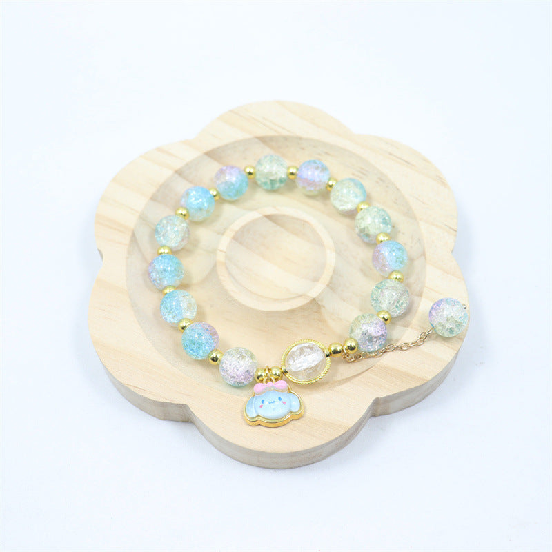 Two-tone Gradient Female Crystal Cartoon Panda Bracelets