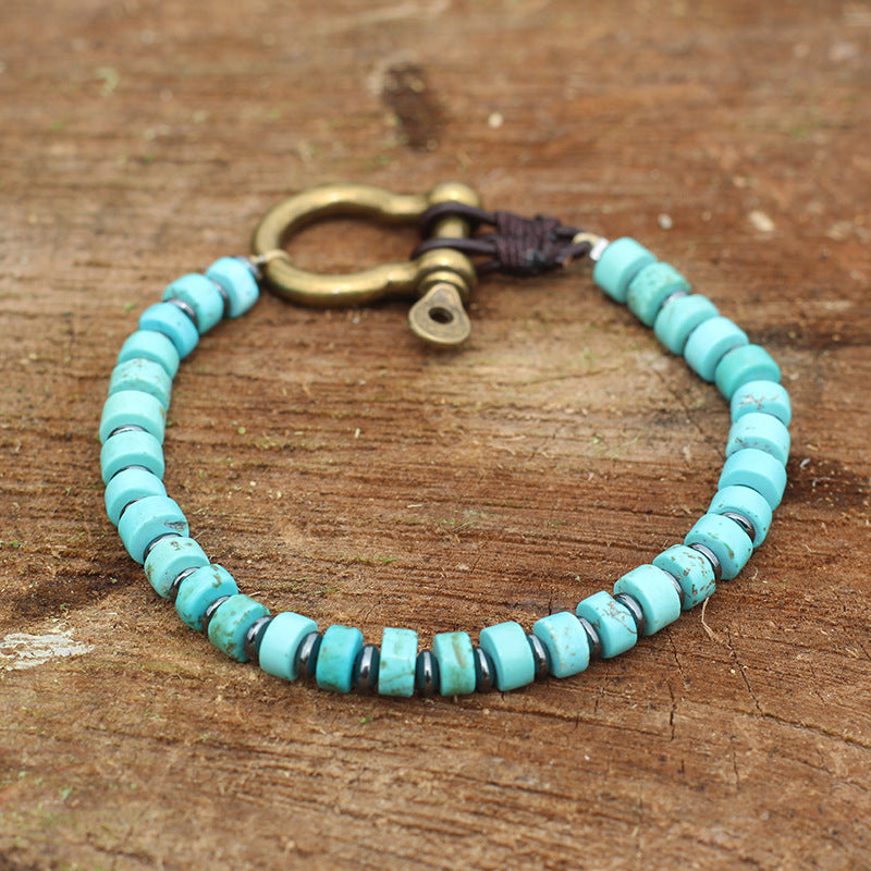 Women's & Men's Turquoise Retro Vachette Clasp Bohemian Niche Bracelet