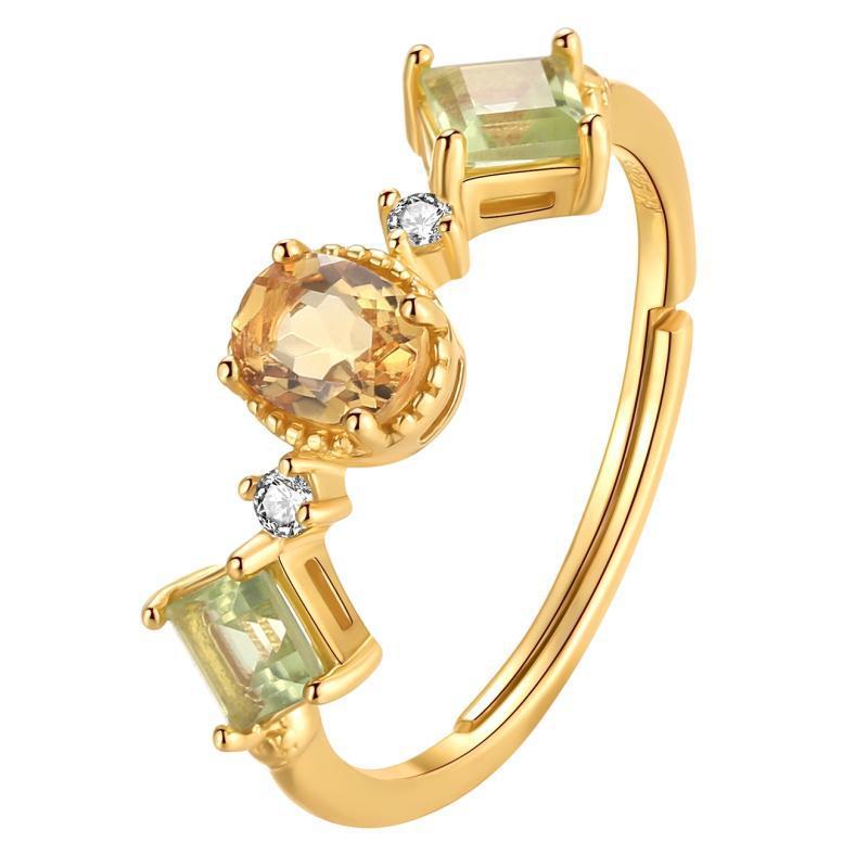 Women's Flower Design Yellow Zircon Gold-plated Simple Rings