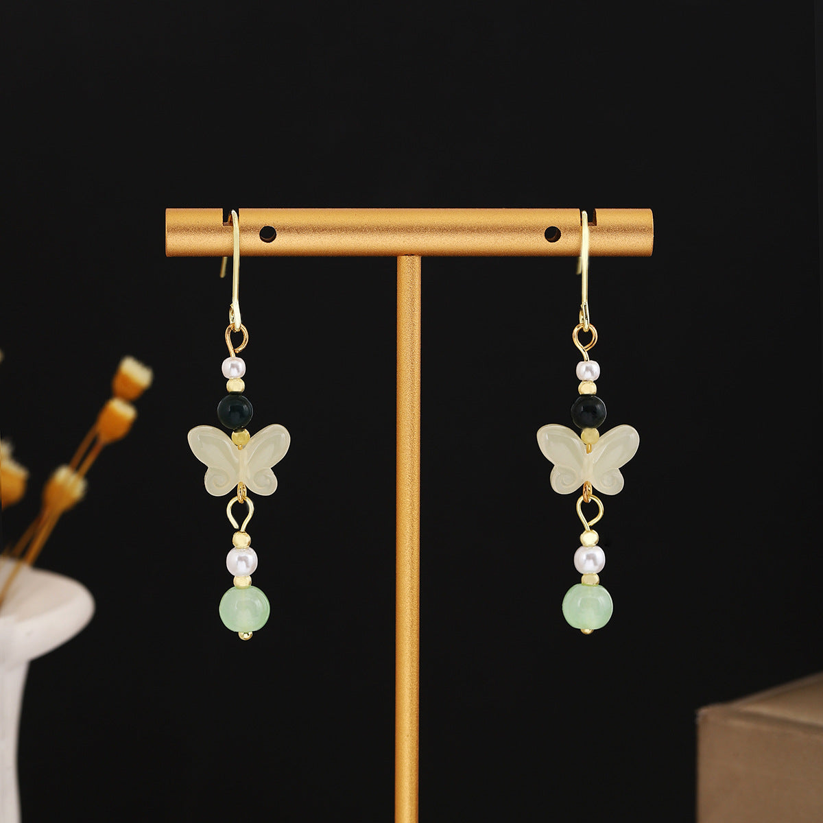 Chinese Ancient Style Beaded Long Fringe Han Earrings