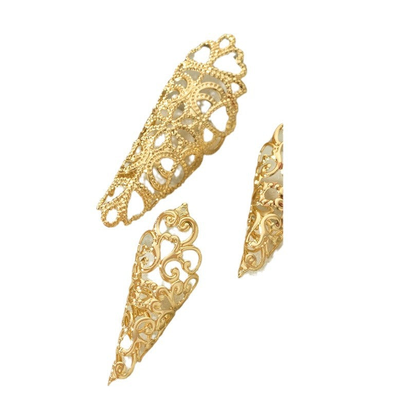 Hollow Pattern Tapered Fingernail Metal Female Rings