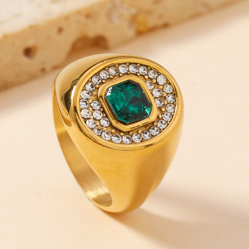 Gem Light Luxury High-grade Vintage Stainless Rings