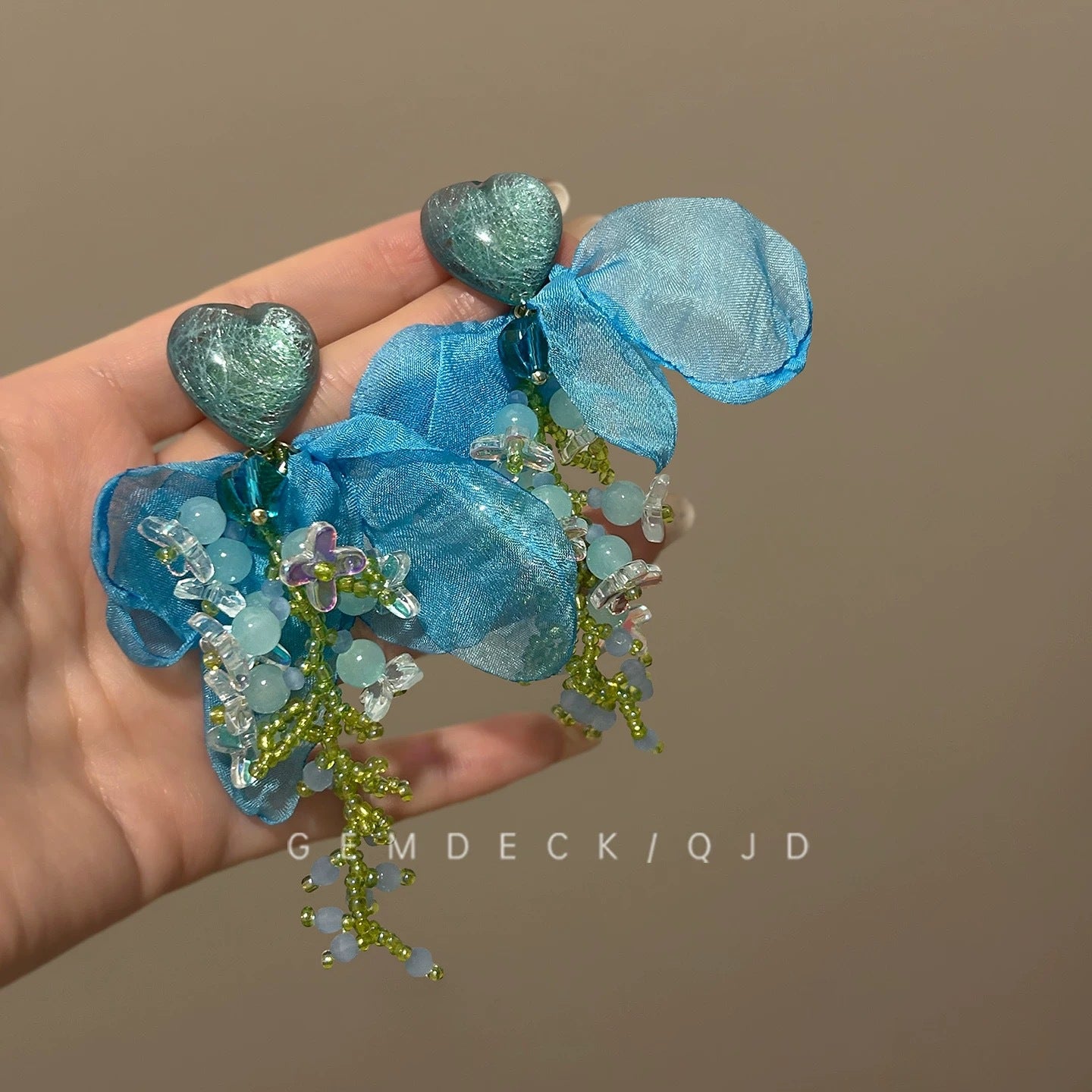 Dopamine Vacation Style Sier Needle Bead Flower Delicate Indie Earrings