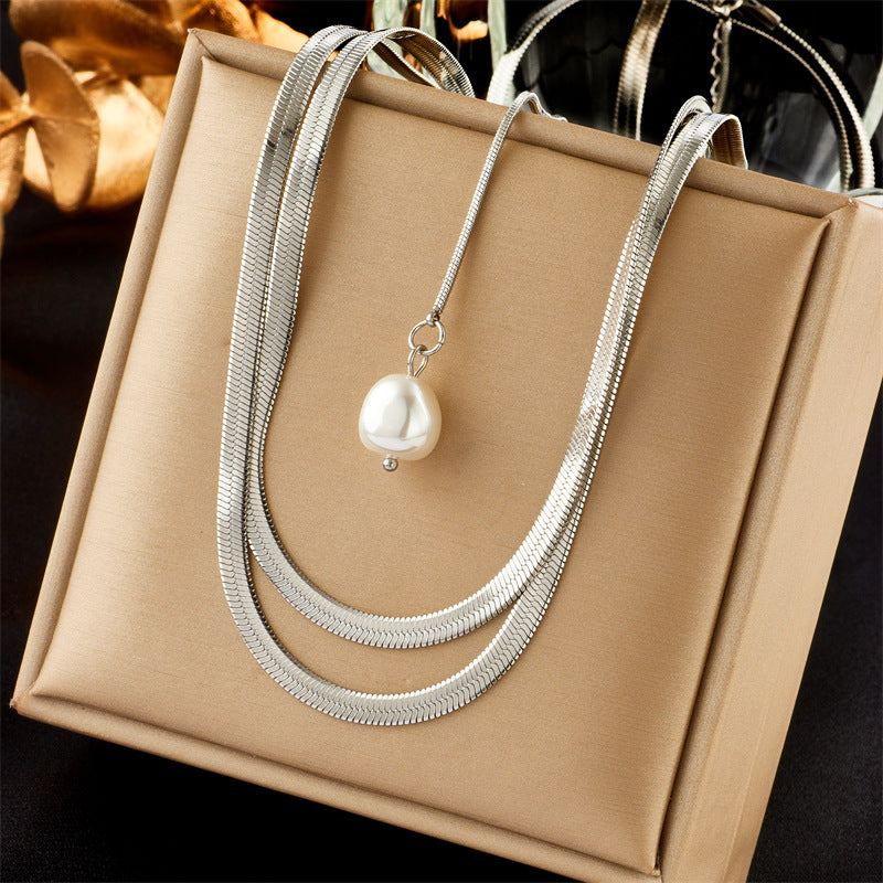 Fashion Simple Design Metallic Titanium Steel Ornaments Clavicle Necklaces