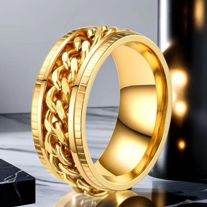Men's Stainless Steel Fashionable Rotating Decompression Titanium Niche Ring