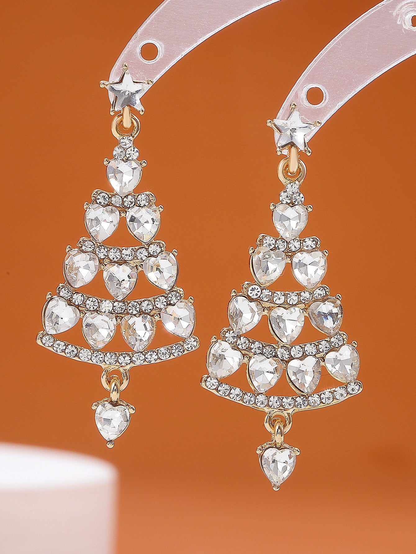 Women's Light Luxury Christmas Star Diamond Stitching Tree Earrings