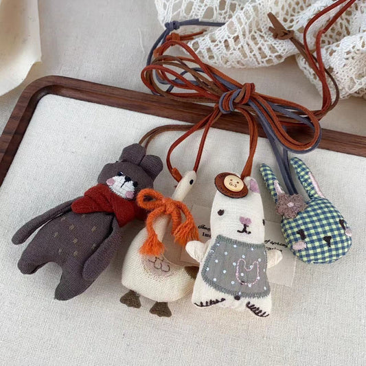 Fabric Small Animal Halter Cute Literary Necklaces