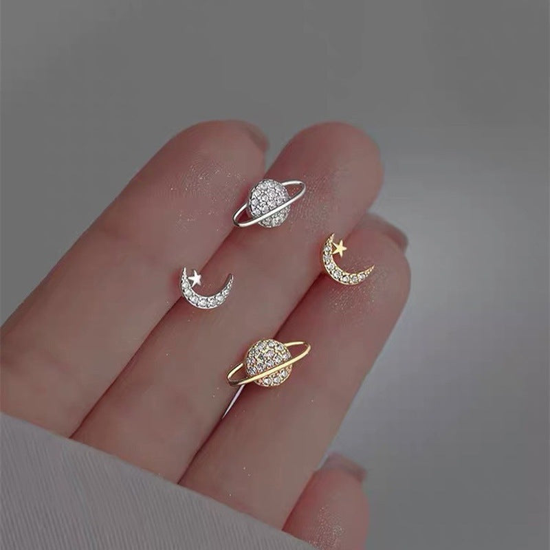 Women's Personalized Simple Planet Asymmetric Fashion Zircon Rings