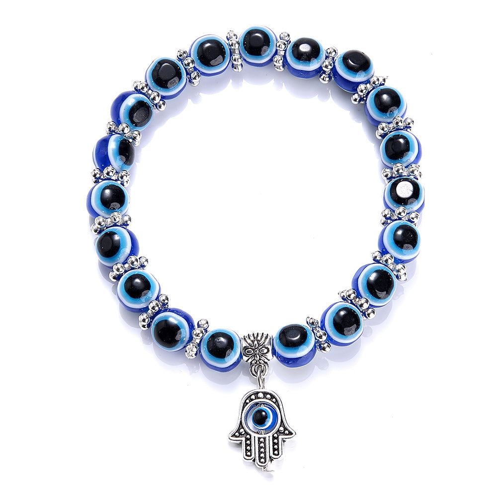 Blue Volcanic Rock Bead Devil Eye Fatima Bracelets