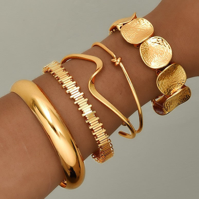 Leaves Glossy Irregular With Personality Stripes Bracelets