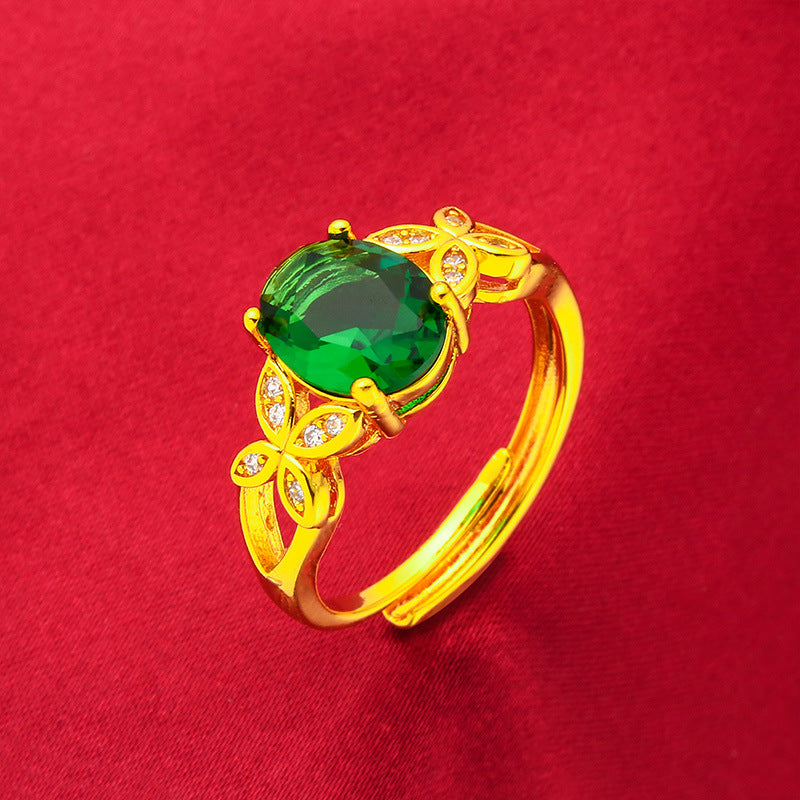 Women's Placer Gold Bow Green Red Blue Rings