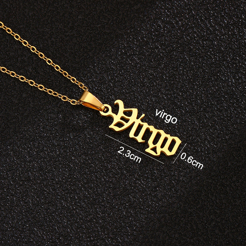 Women's & Men's Constellations Stainless Steel English Letters Titanium Clavicle Pendants