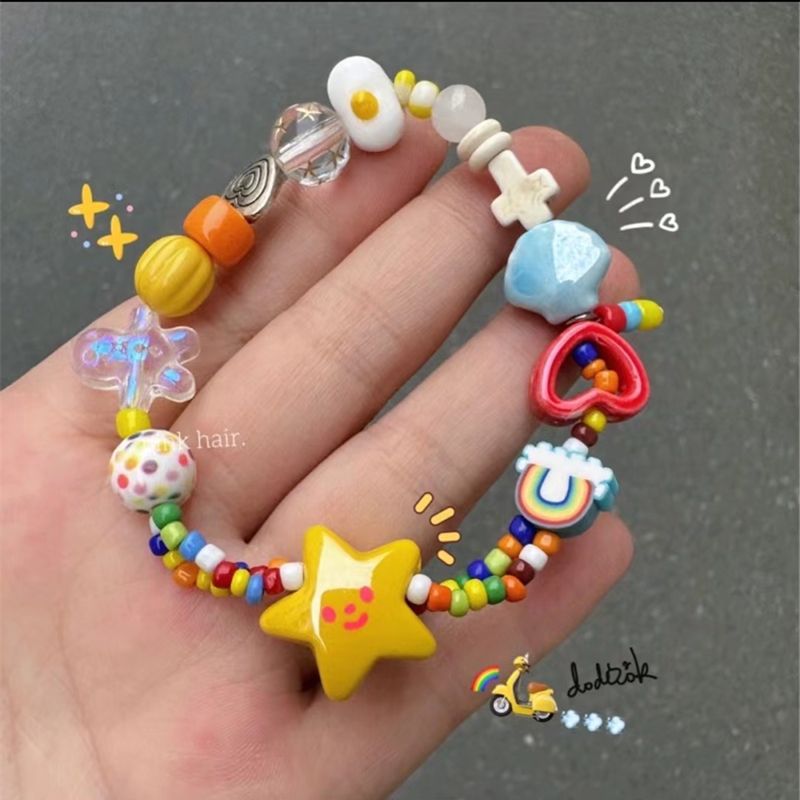 Summer Rainbow Dopamine Fresh Color Design Sweet Bracelet