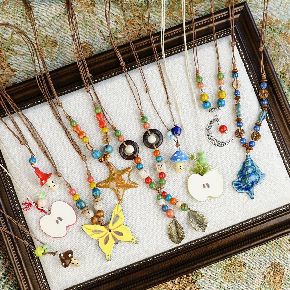 Ceramic Mushroom Female Niche Design High Necklaces