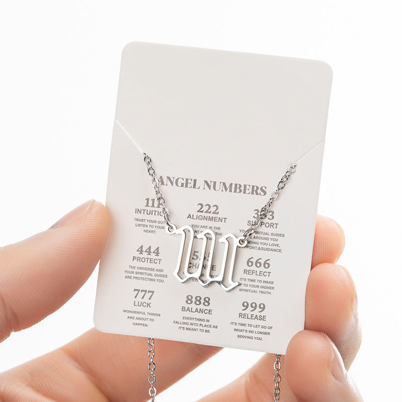 Women's Angel Lucky Number Fashion Stainless Steel Necklaces