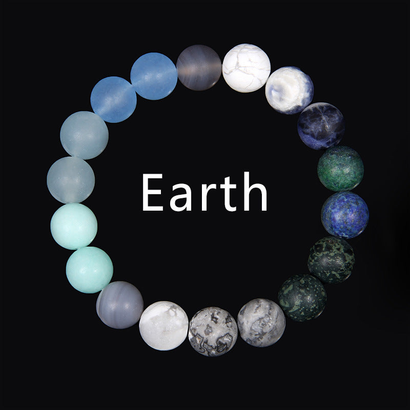 Men's Natural Stone Universe Planet Beads Galaxy Trendy Frosted Bracelets
