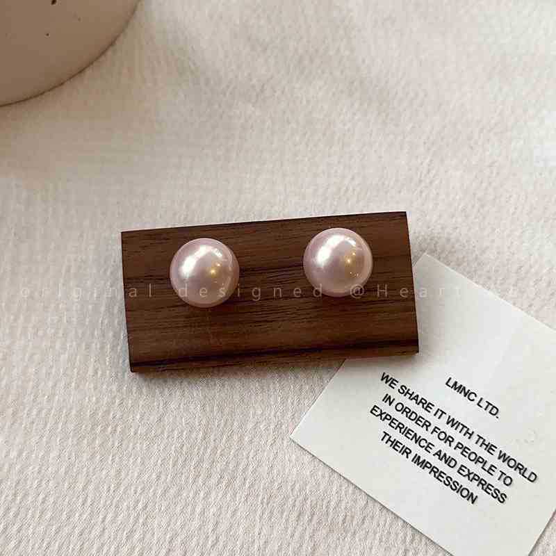 Women's Pink Pearl Sier Simple High Sense Earrings