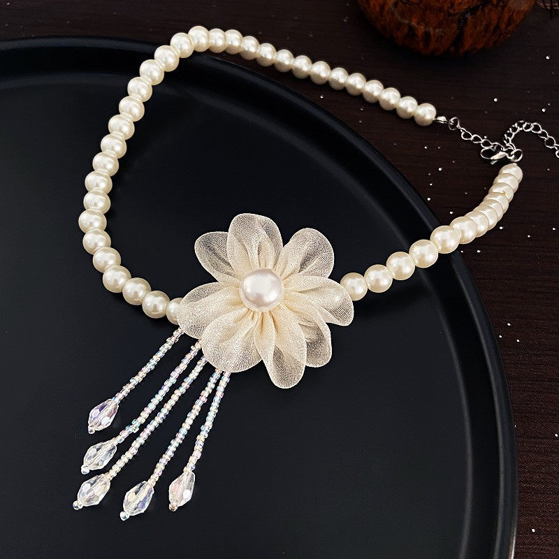 Pearl Short Design Rhinestone Collar Temperament Necklaces