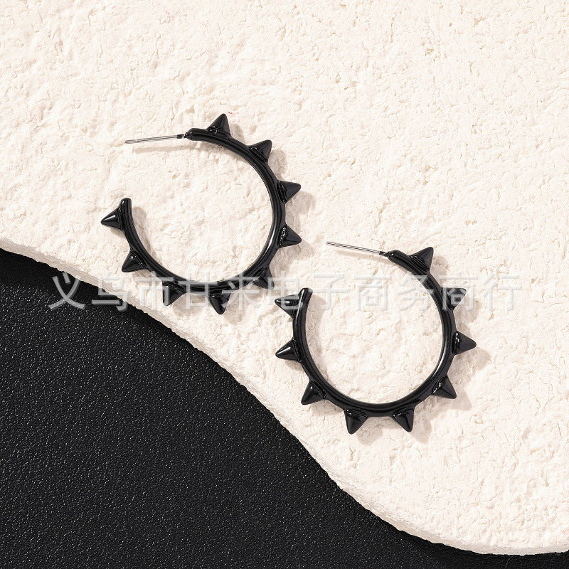 Geometric Round Gear Rivet Vintage Exaggerated Earrings