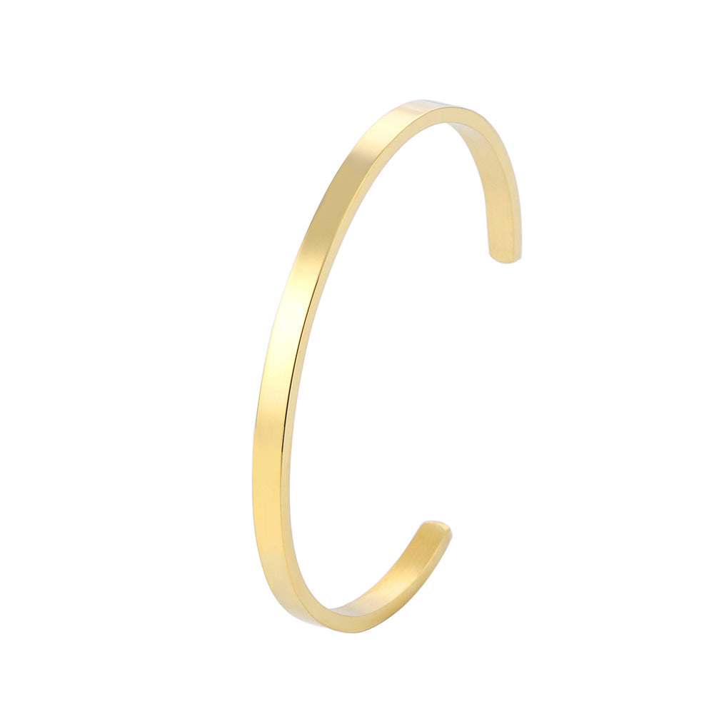 Shaped Titanium Steel Open-end Simple Glossy Bracelet