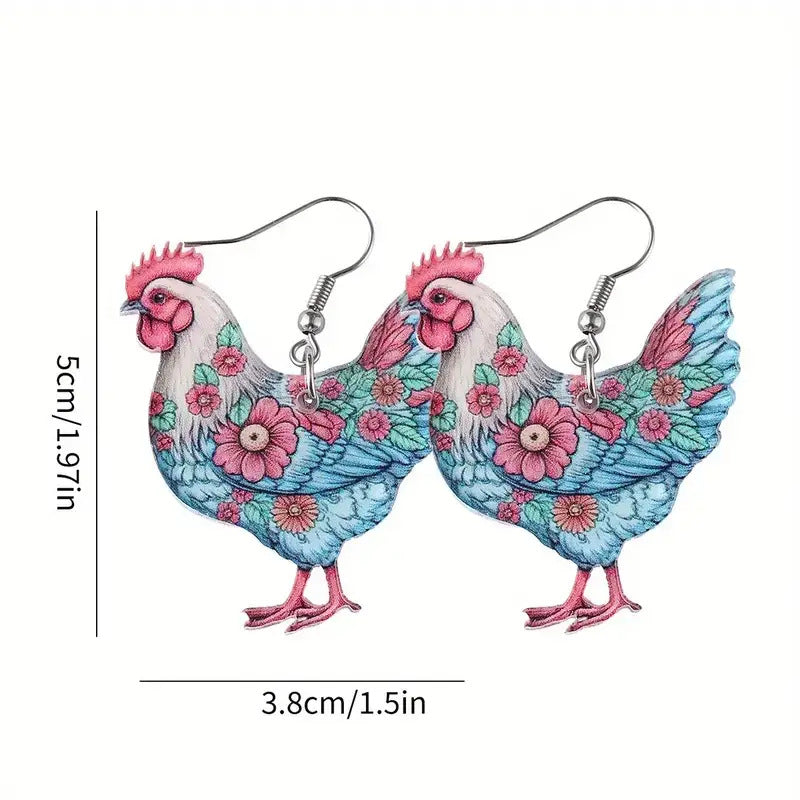 Bright Floral Flat Acrylic Creative Colorful Earrings