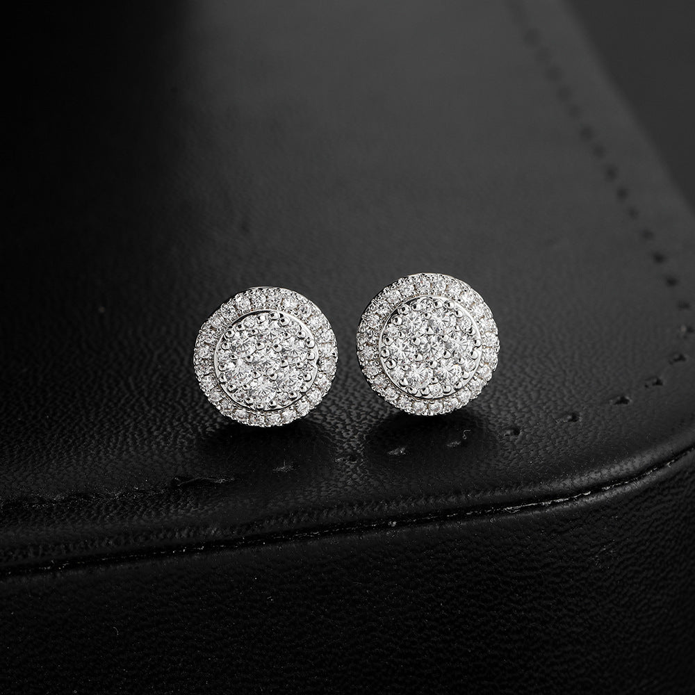 Women's & Men's Flash Round Copper Inlaid Zircon Hip Stud Earrings