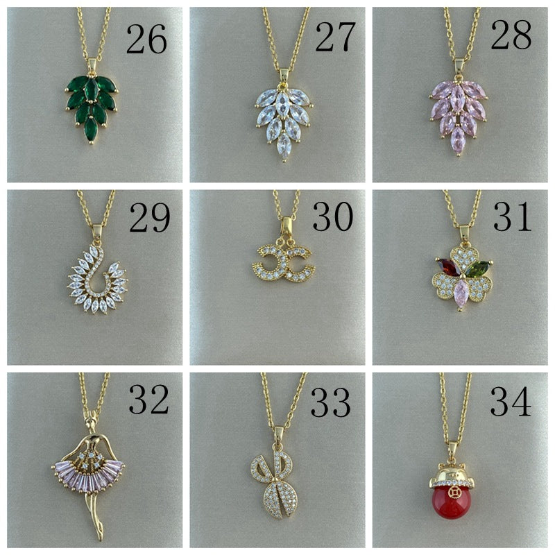 Women's Real Gold Plating Opal Fox Clover Pendants