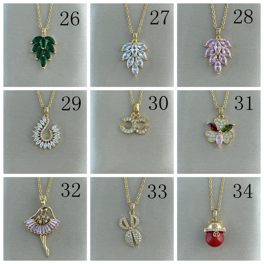 Women's Real Gold Plating Opal Fox Clover Pendants