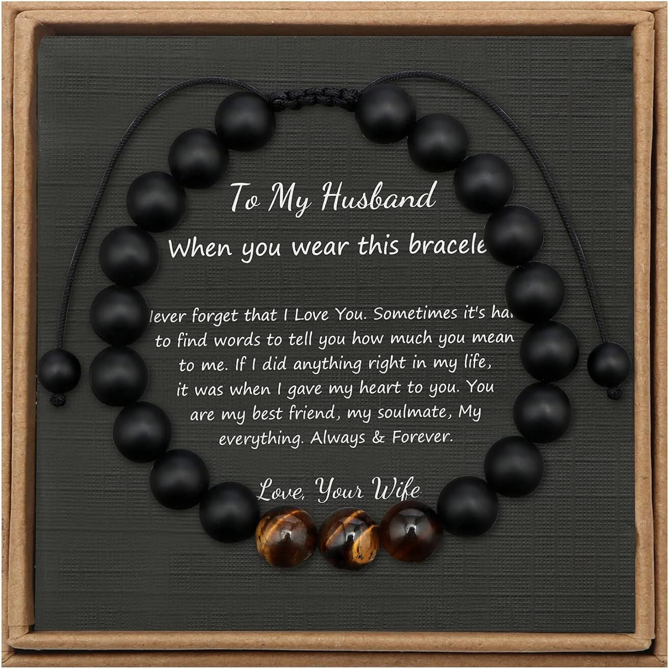 Men's Stone Tiger Eye Woven Adjustable Beaded Bracelet