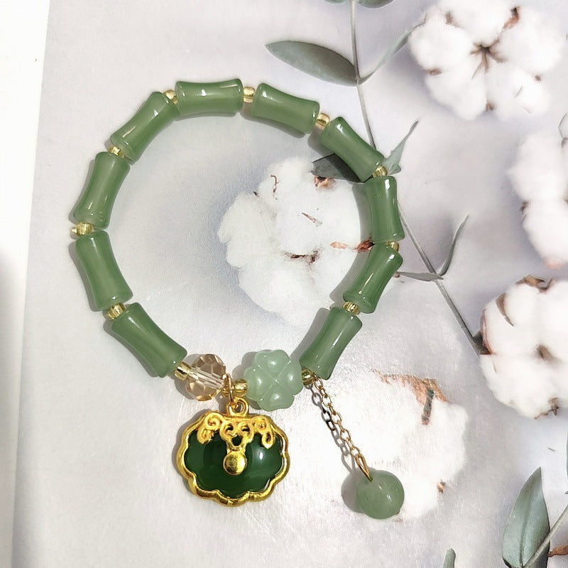 Aventurine Peace Buckle Bamboo Fresh Chinese Style Clover Bracelets