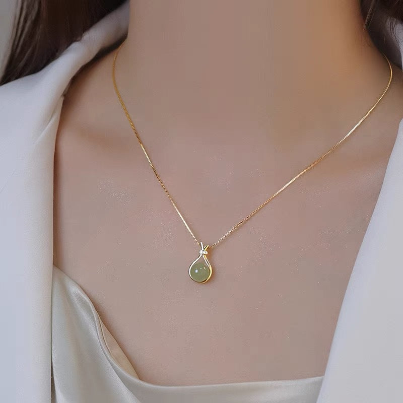 Women's Jade Special Interest Light Luxury National Style Simple Beads Clavicle Necklace